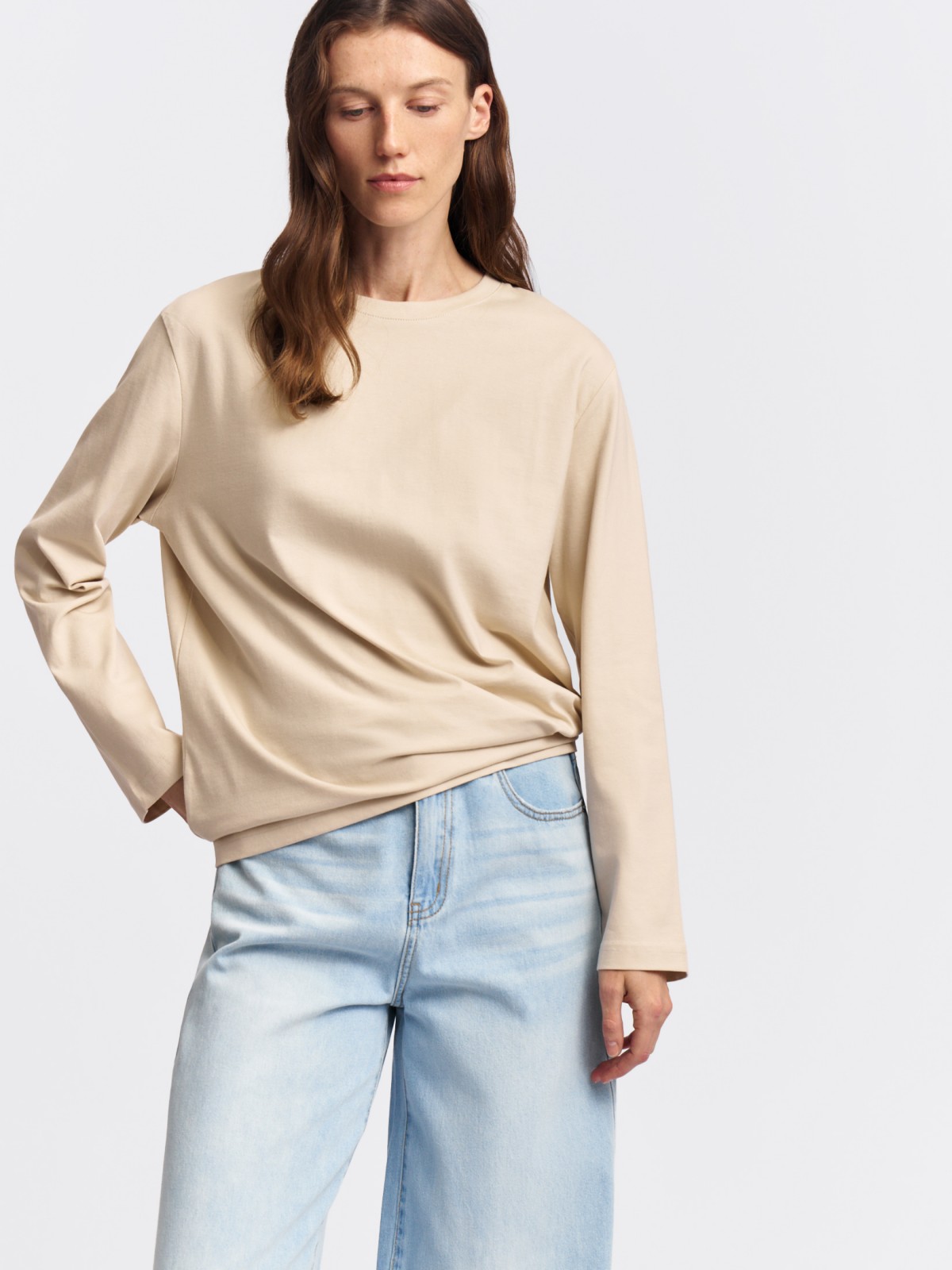 Лонгслив оверсайз фасона из хлопка