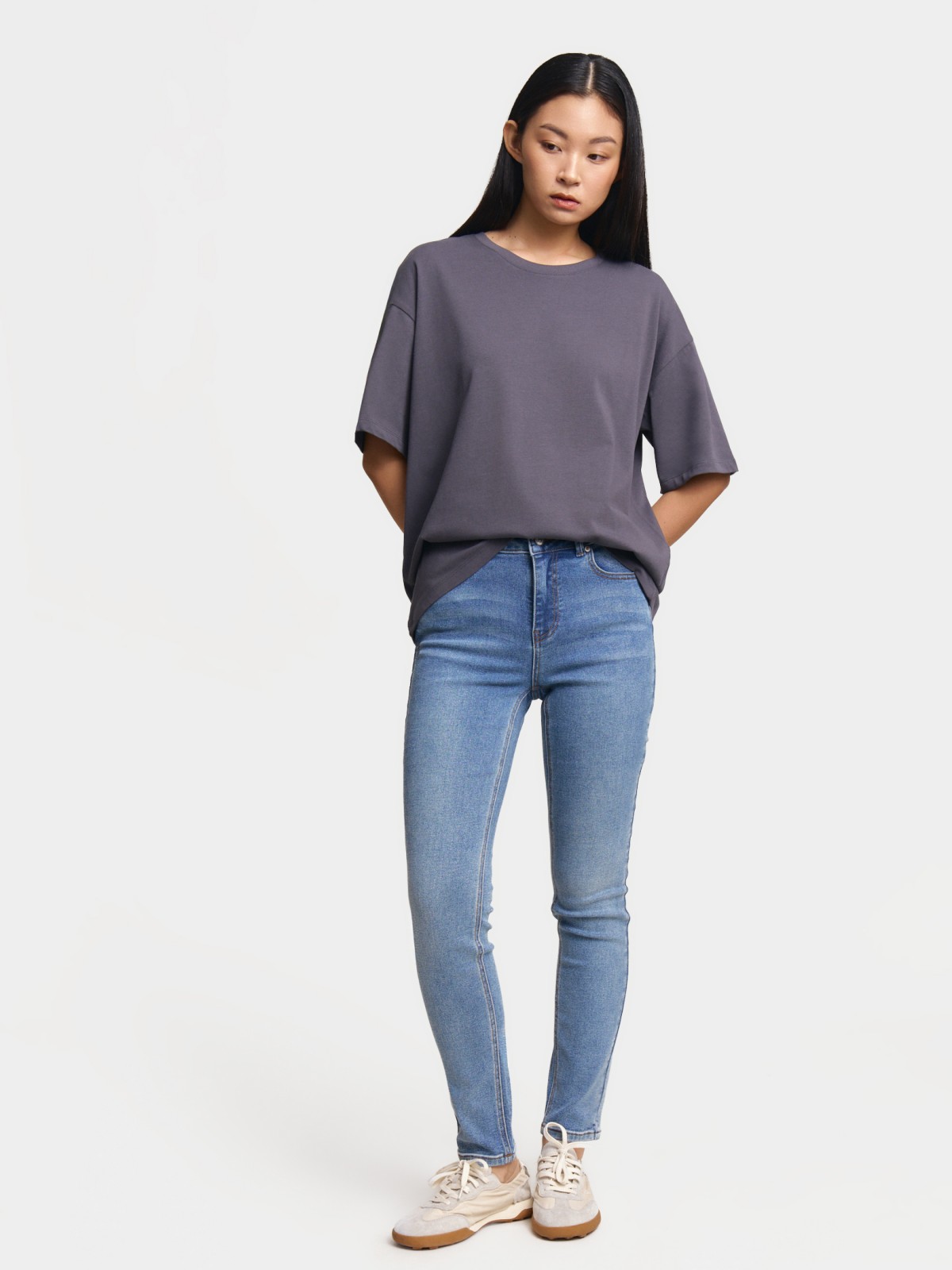 Футболка оверсайз из хлопка однотонная