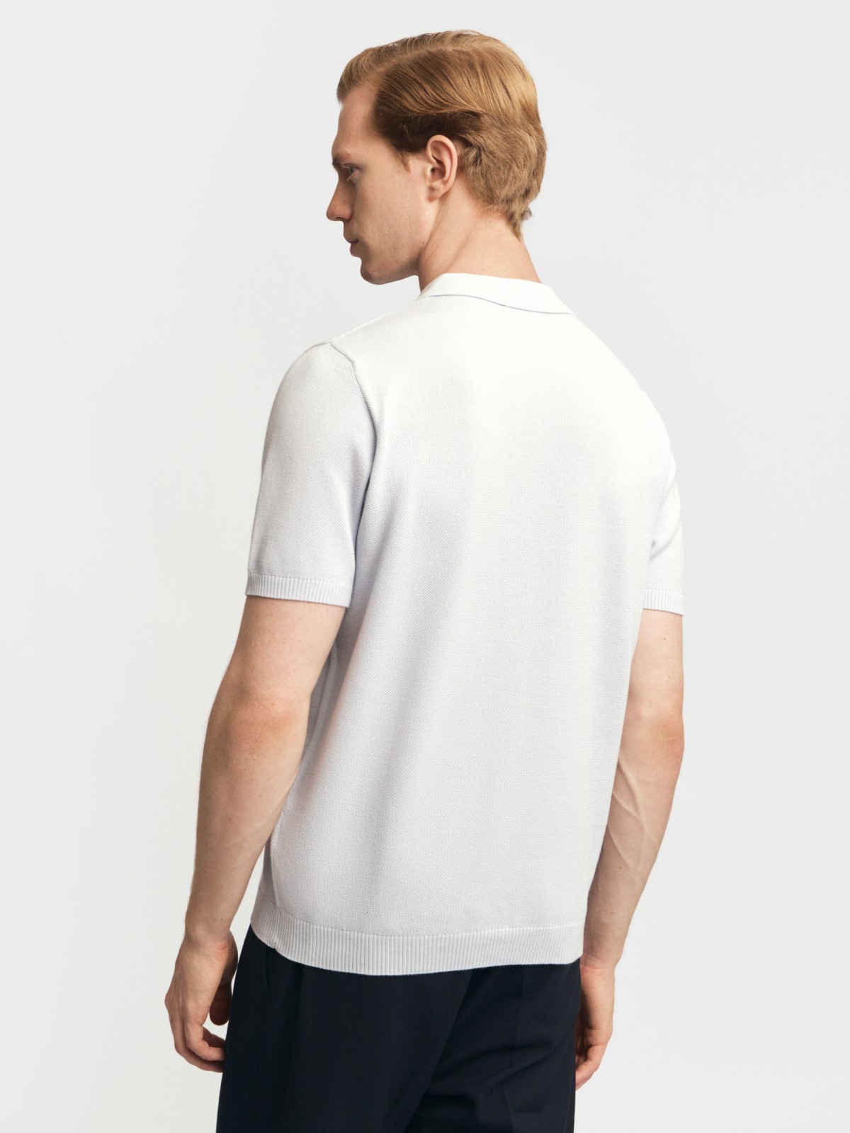Трикотажный джемпер поло из хлопка с коротким рукавом