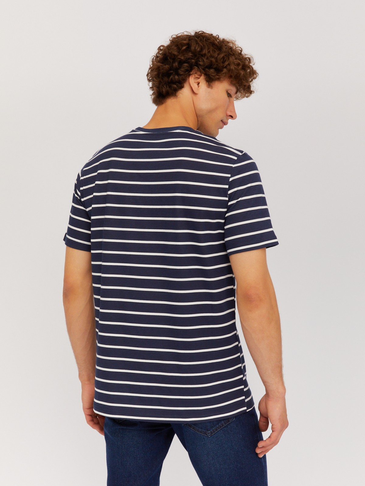 Футболка из хлопка с узором в полоску