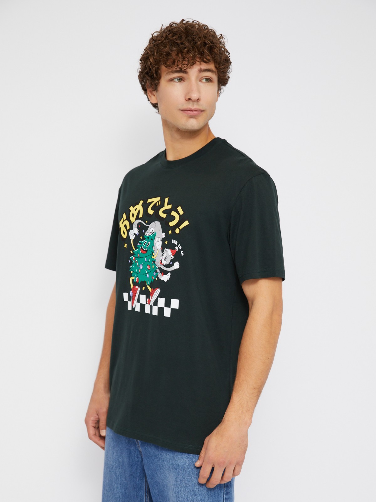 Футболка из хлопка с новогодним принтом