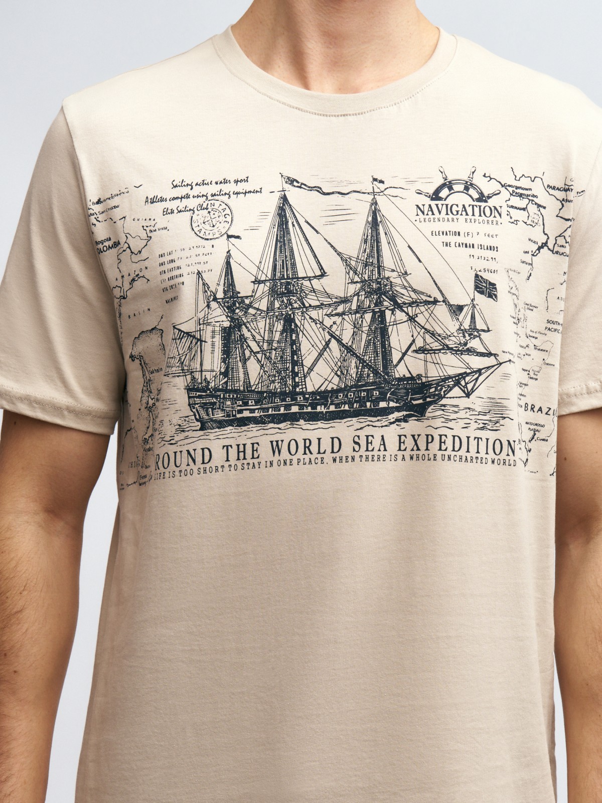 Футболка из хлопка с принтом в морском стиле