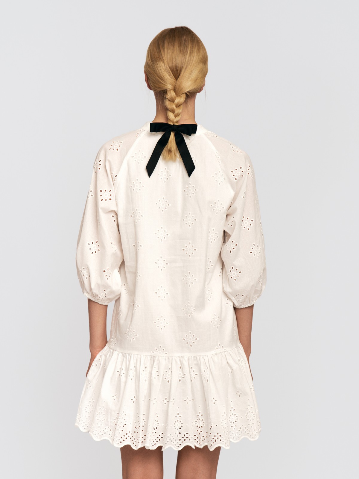 Платье из хлопка на резинке с вышивкой ришелье