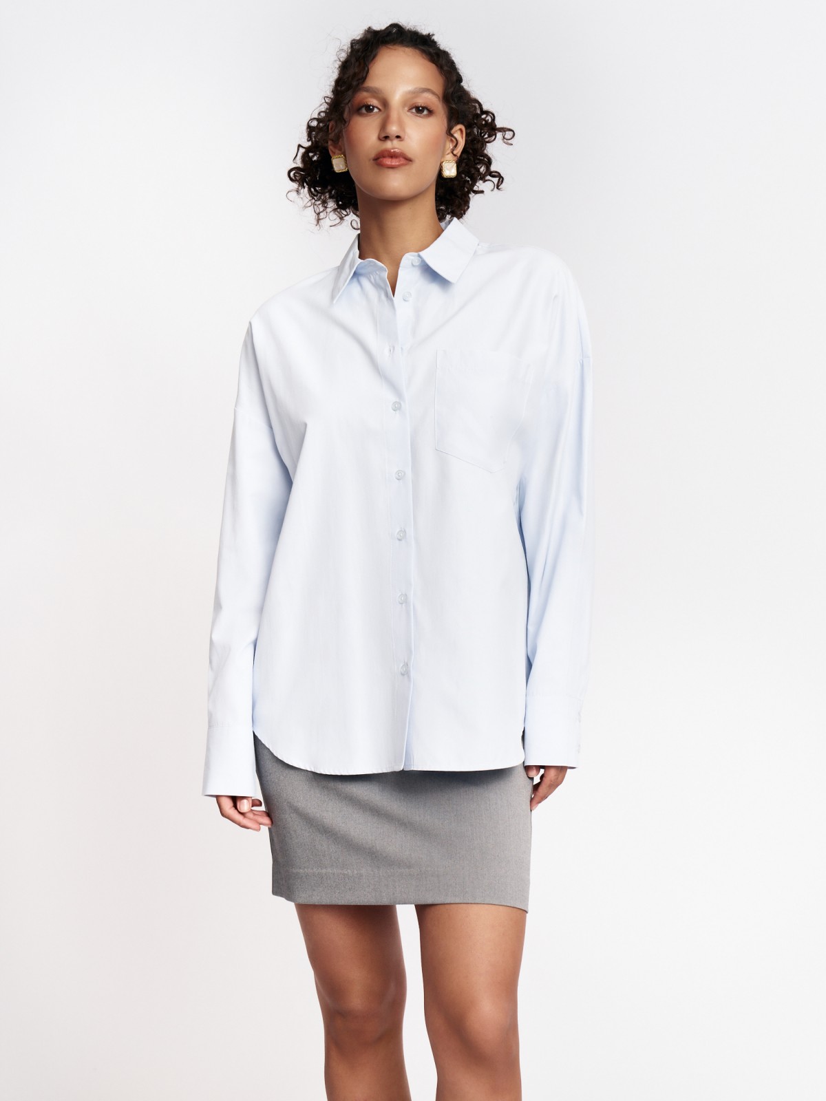 Рубашка свободного силуэта с карманом