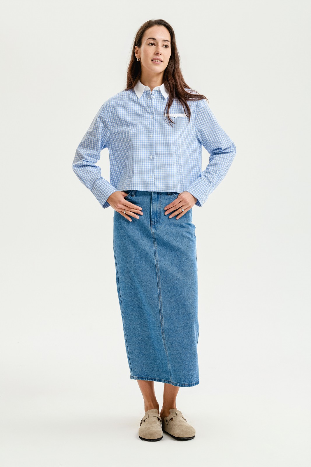 Укороченная рубашка в клетку