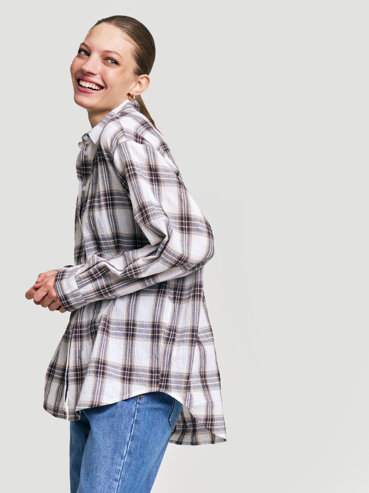 Рубашка из хлопка с узором в клетку