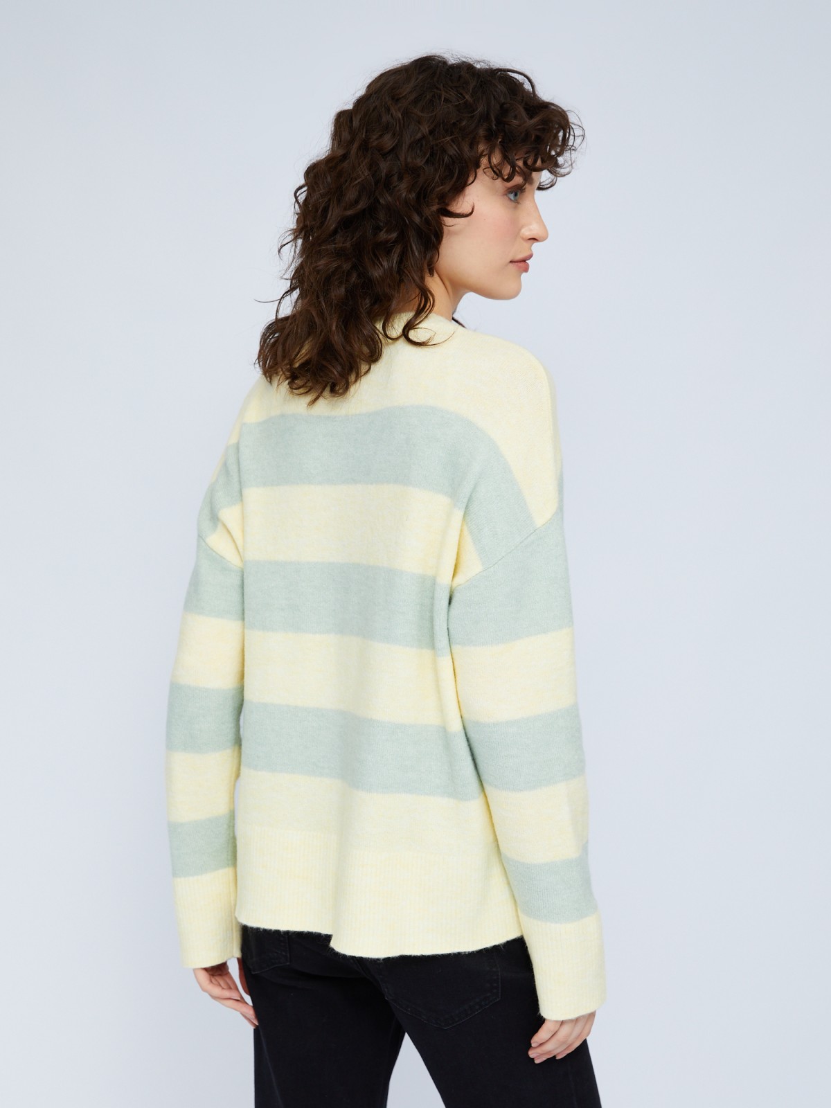 Вязаный джемпер в полоску с длинным рукавом