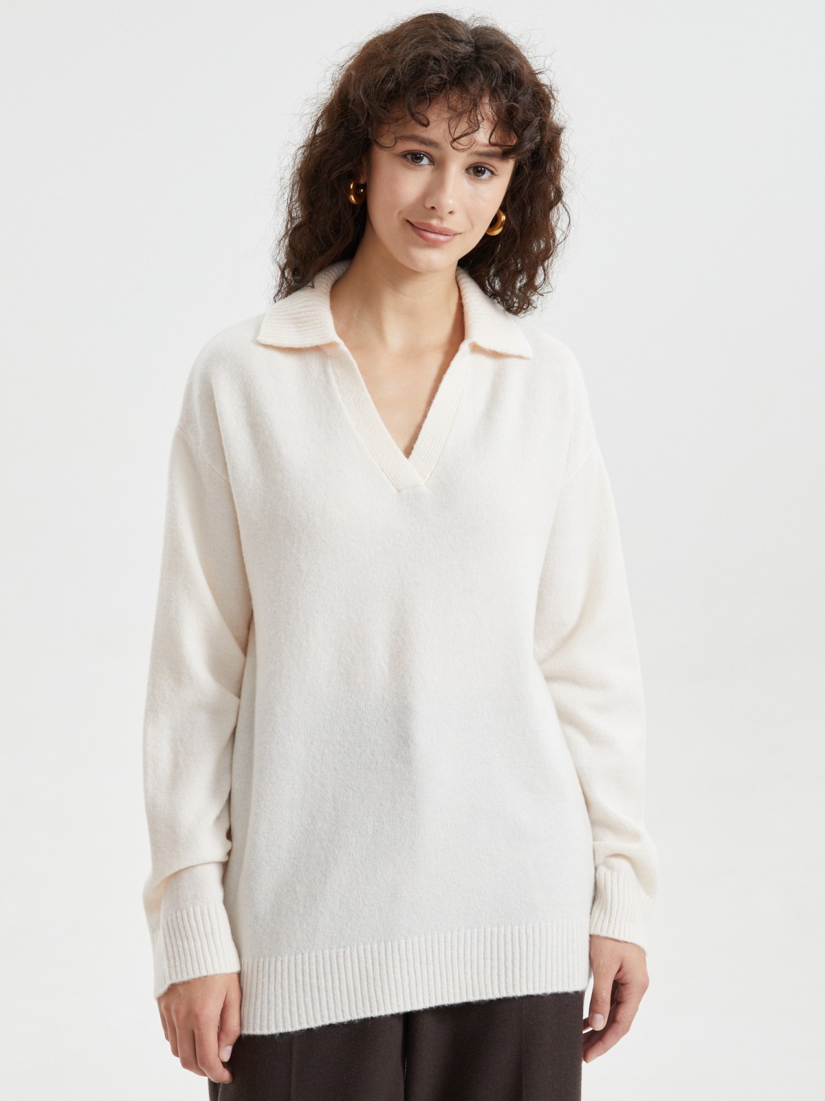 Вязаный джемпер с воротником поло