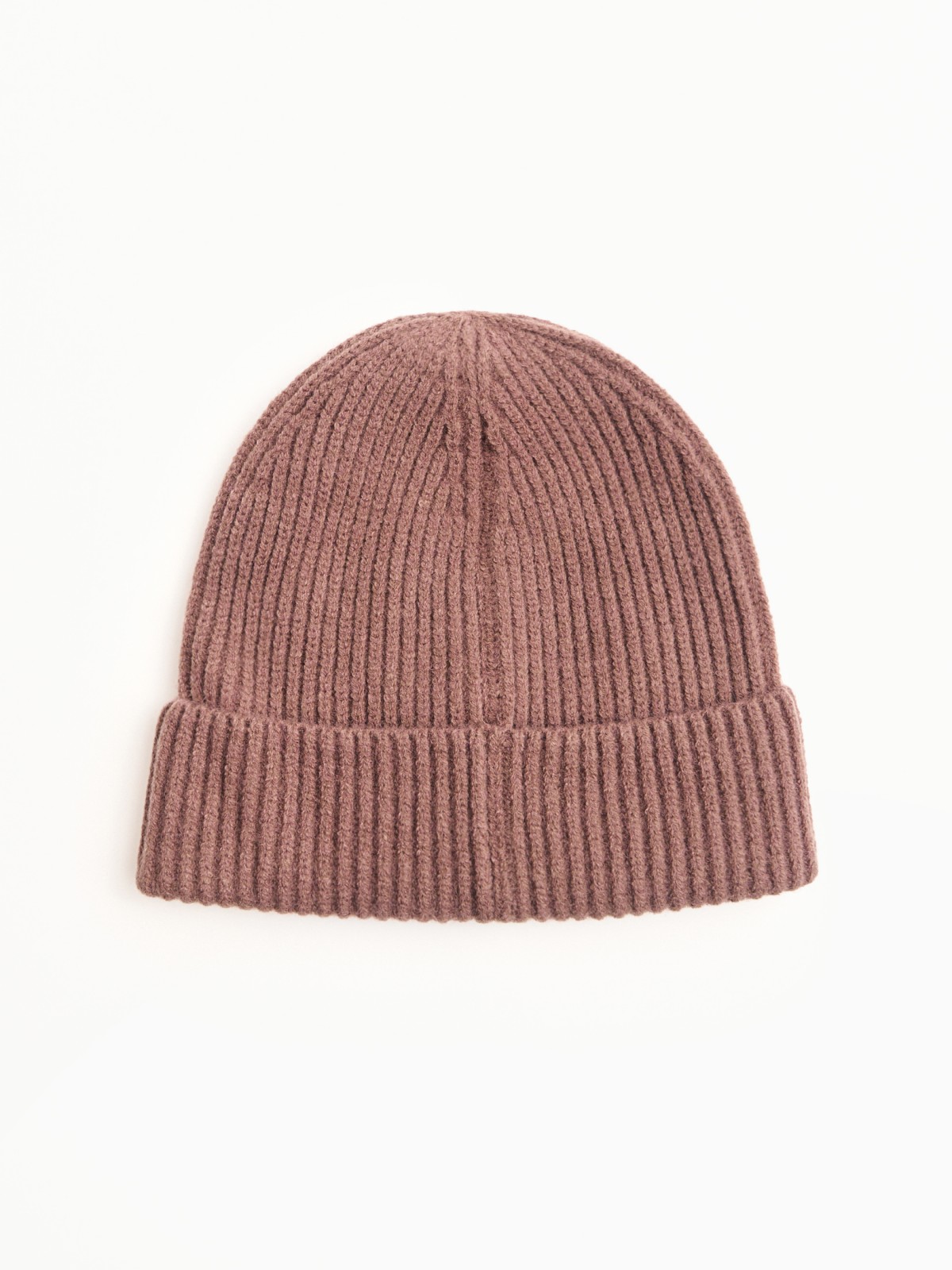 Вязаная шапка-бини с отворотом