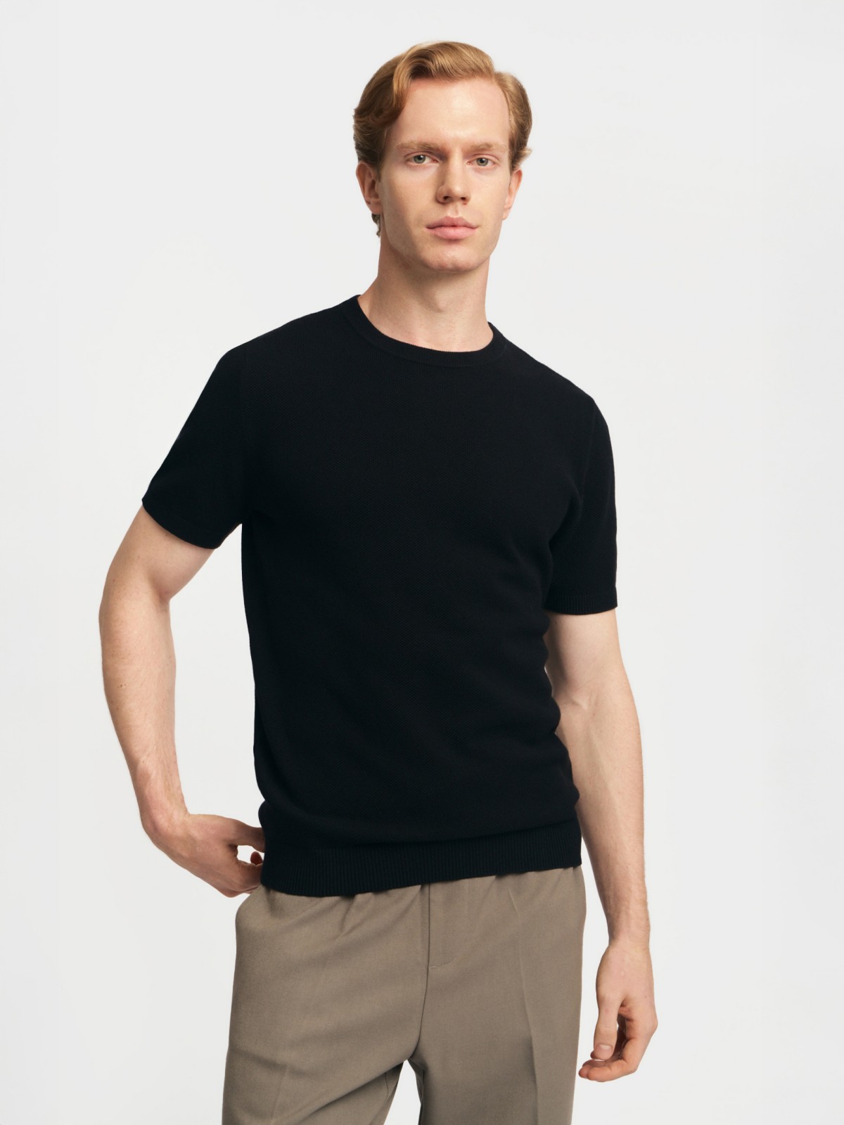 Джемпер из хлопка с коротким рукавом