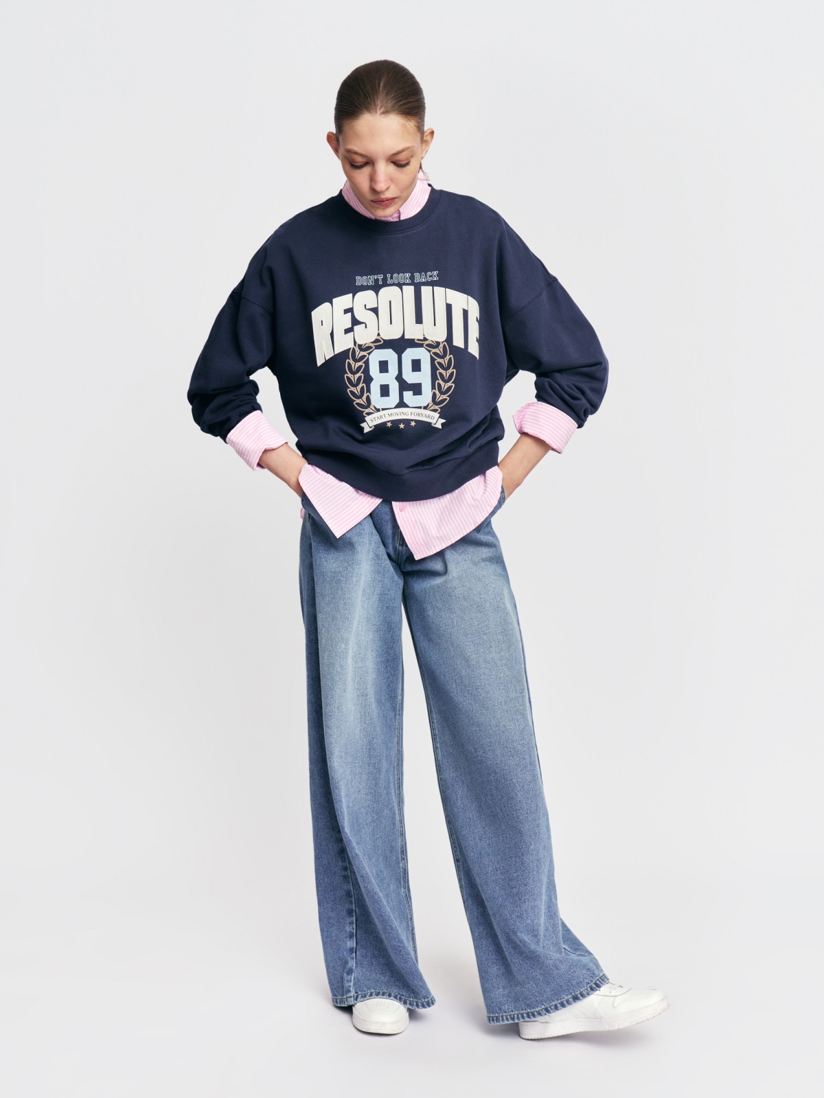 Свитшот оверсайз из хлопка с принтом