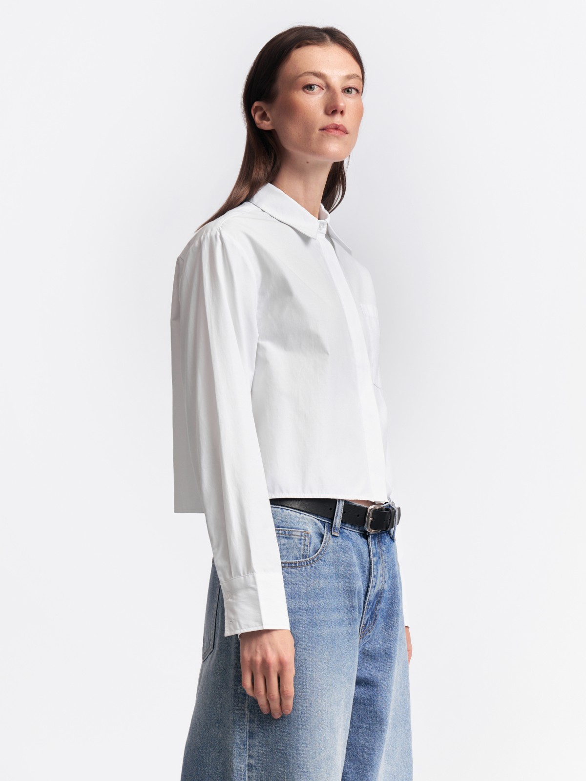Укороченная рубашка прямого силуэта