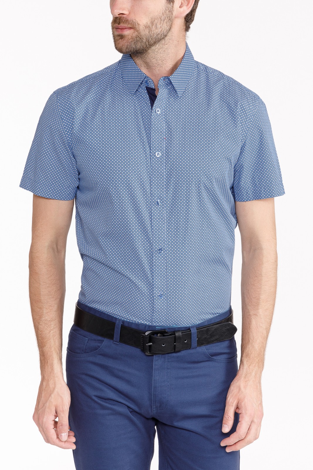 Рубашка с  короткими рукавами zolla 010242206123, цвет голубой, размер S