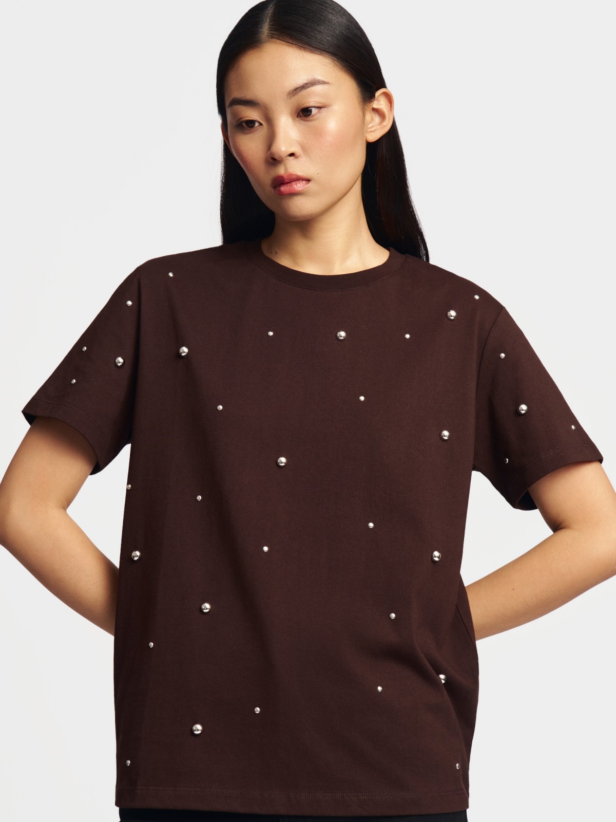 Футболка оверсайз из хлопка с декором