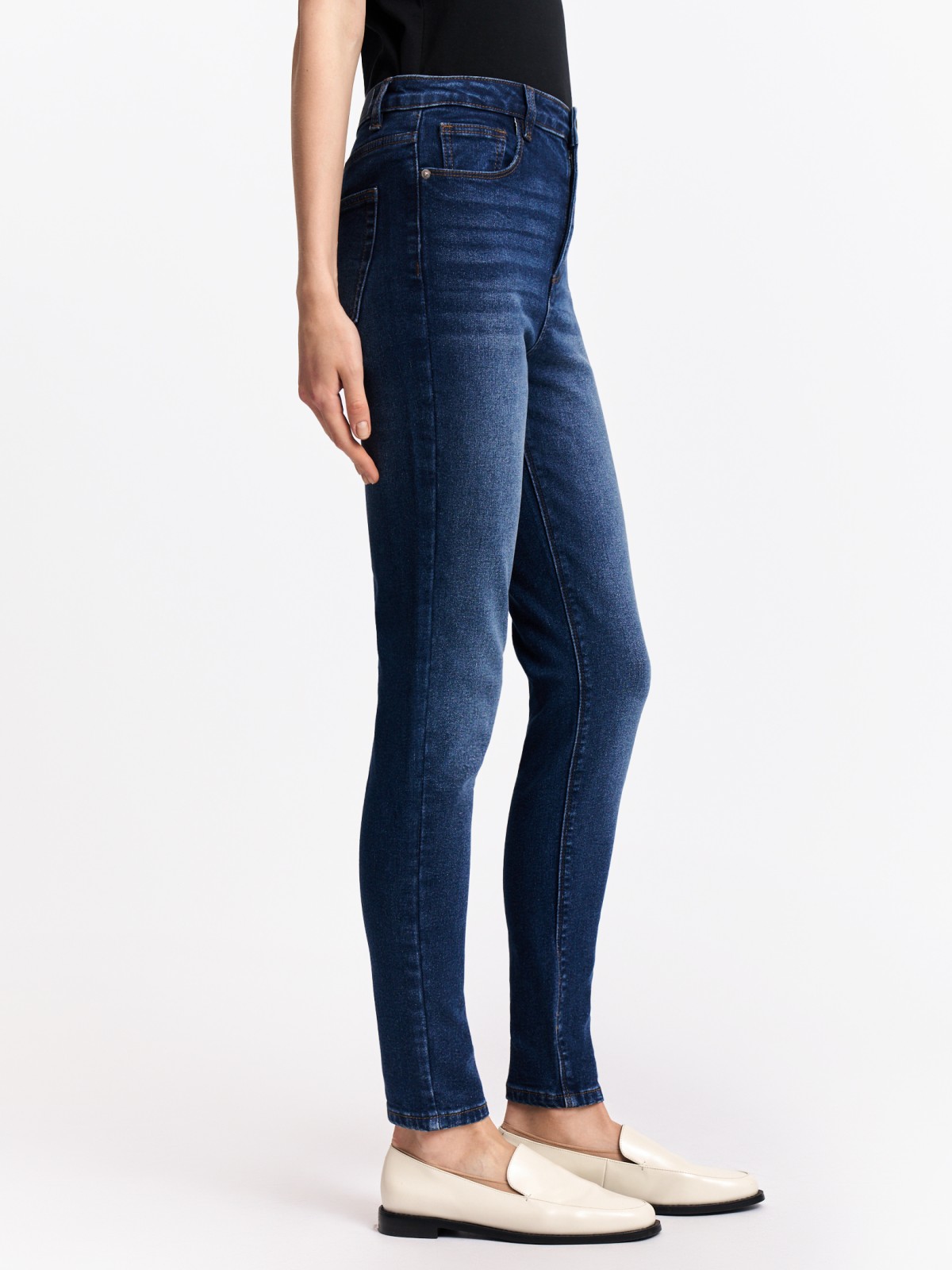 Утеплённые джинсы силуэта Skinny с начёсом