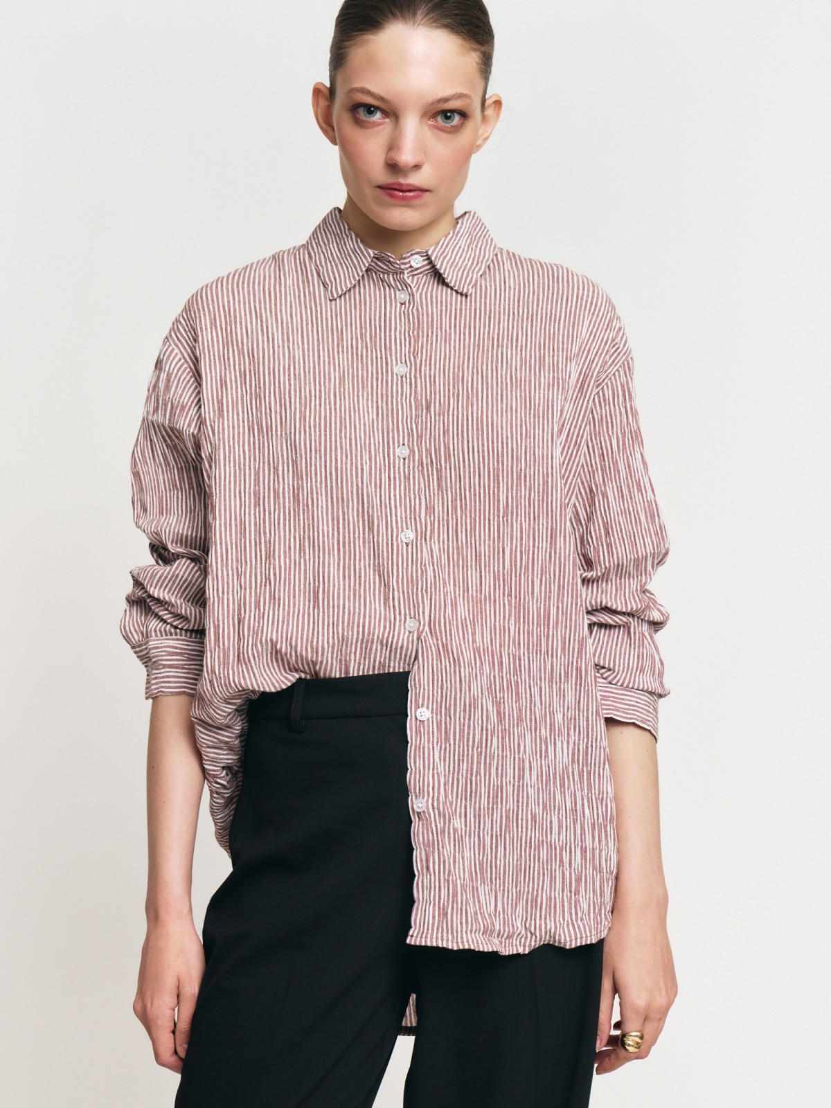 Рубашка из хлопка с узором в полоску