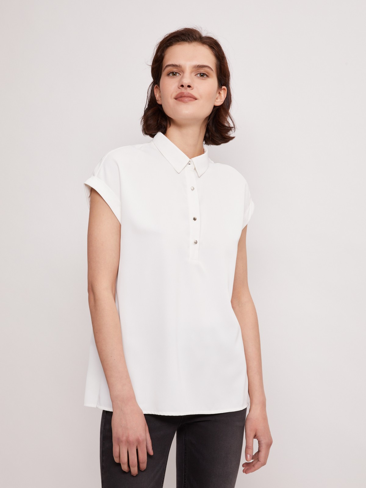 Блузка с короткими рукавами zolla 02121128Y012, цвет белый, размер XS - фото 2