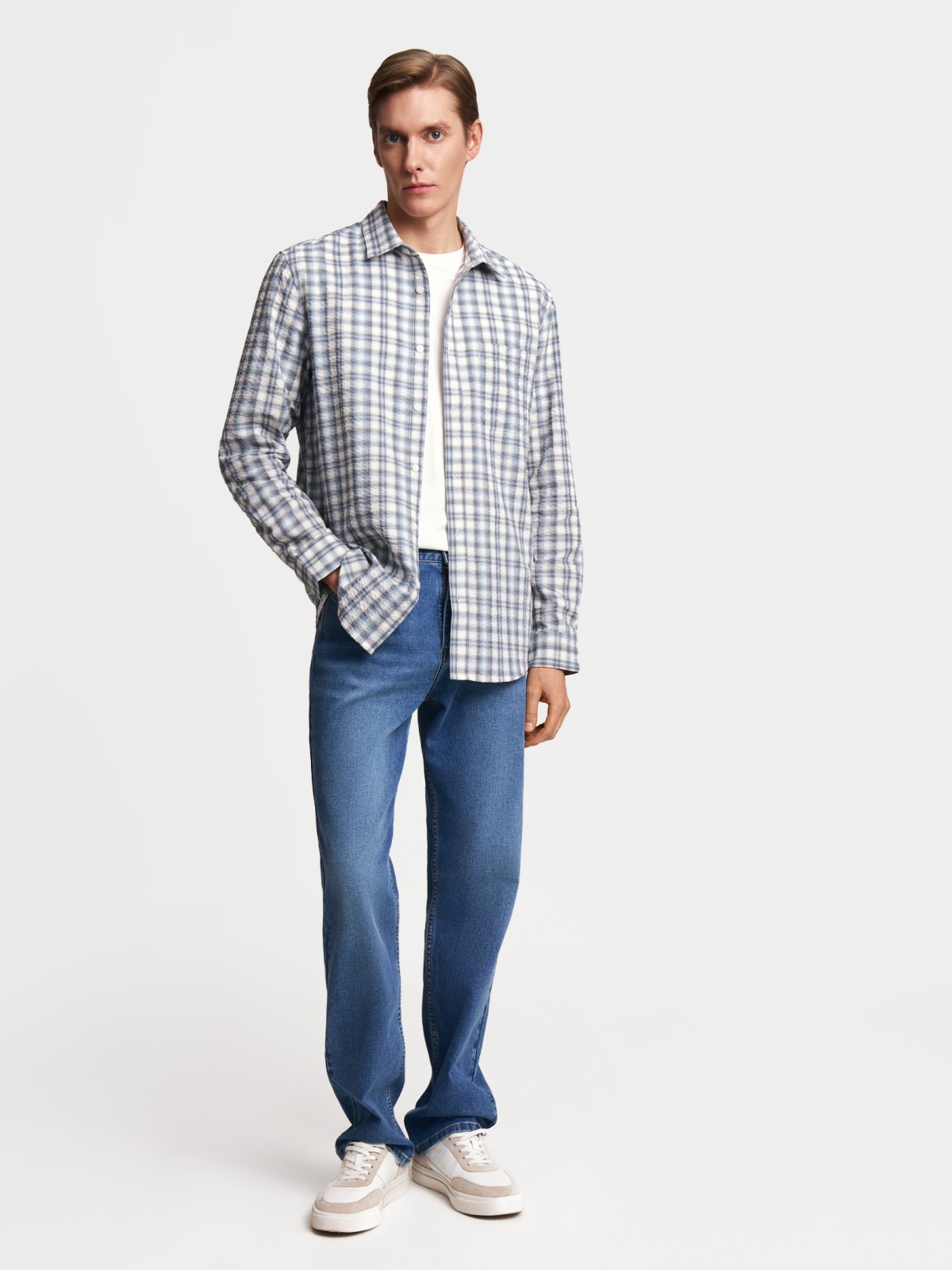 Рубашка в клетку с длинным рукавом