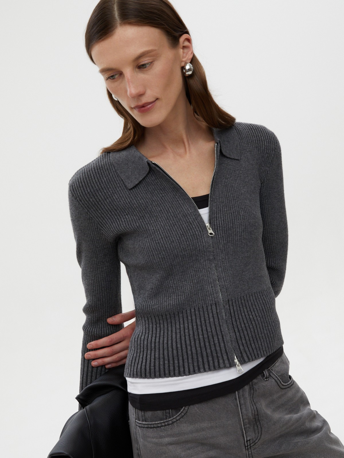 Трикотажный кардиган на молнии 