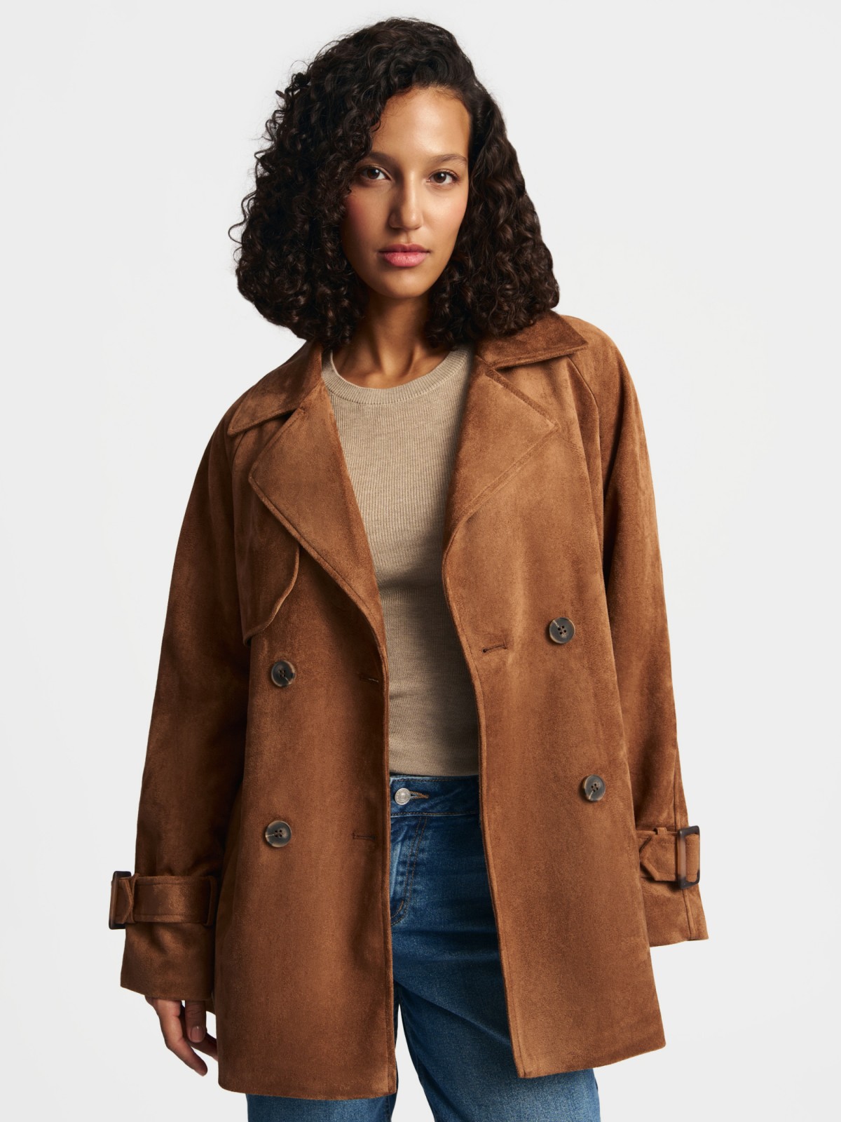 Тренч из экозамши