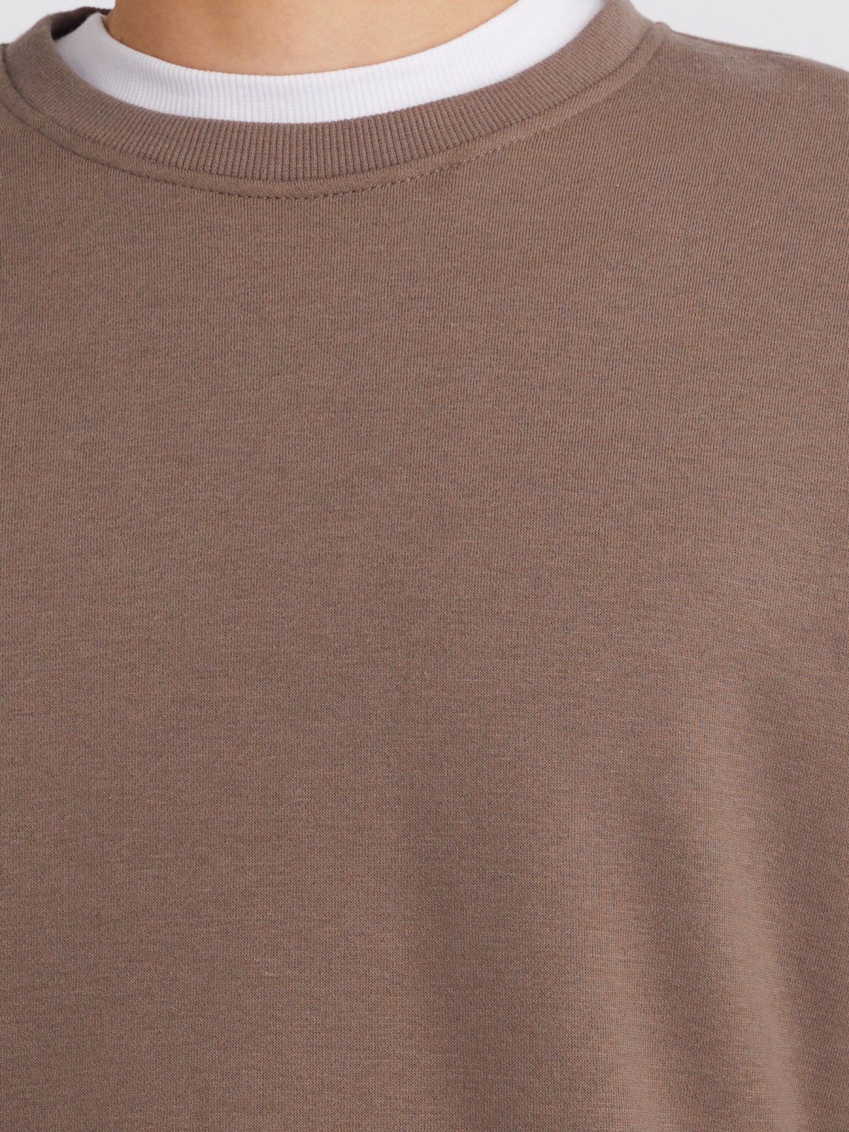 Утеплённый свитшот прямого кроя с длинным рукавом zolla 213324179032, цвет коричневый, размер S - фото 4