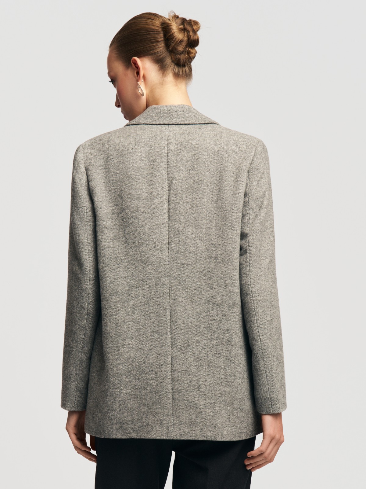 Тёплое пальто-пиджак с шерстью