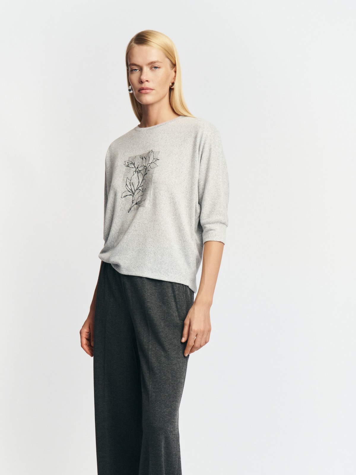 Джемпер из вязаного трикотажа с принтом