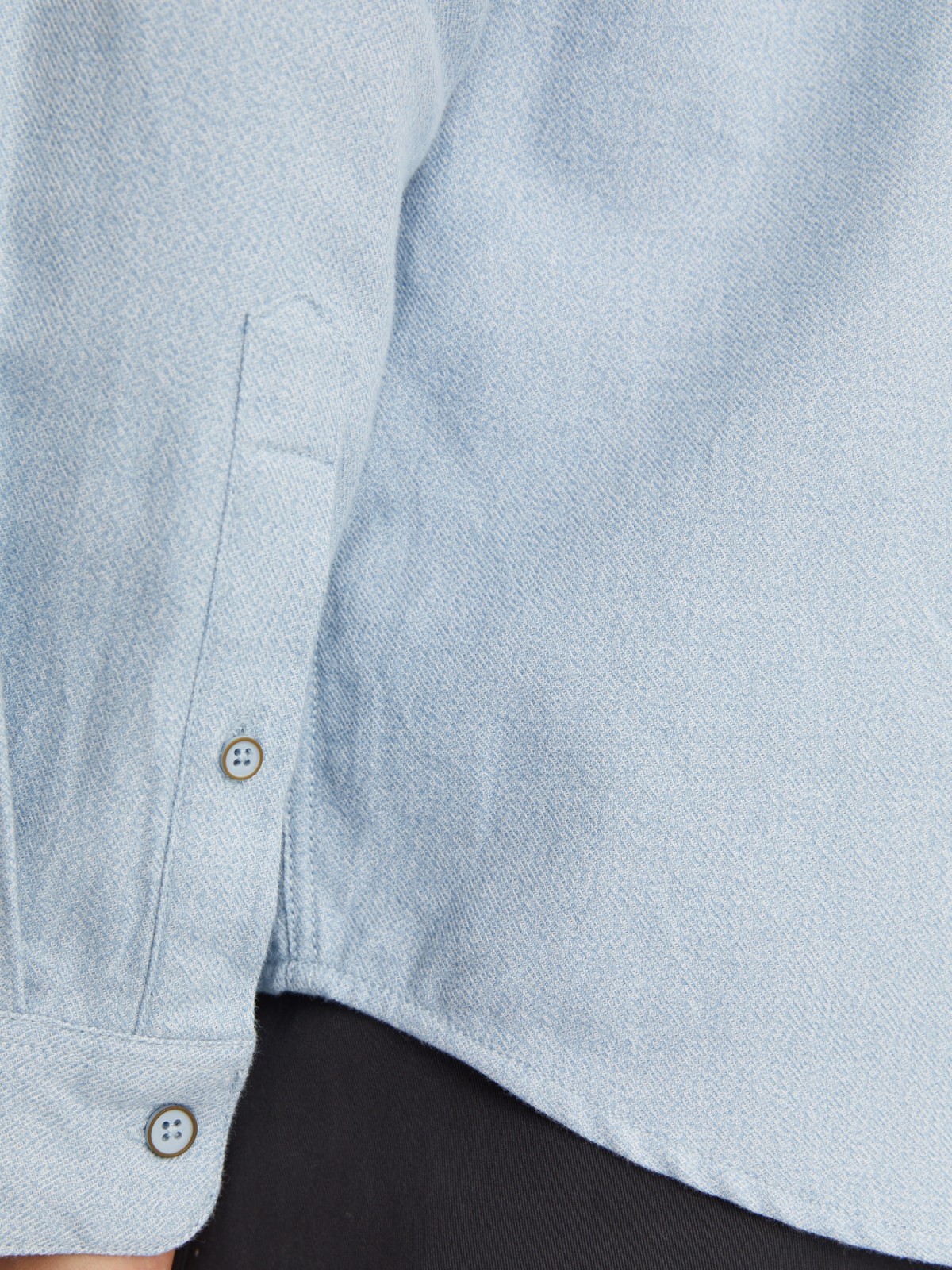 Фланелевая рубашка из хлопка с воротником-стойкой и длинным рукавом zolla 013332162013, цвет светло-голубой, размер S - фото 5