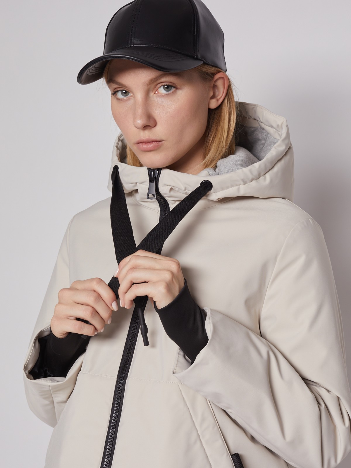 Утеплённая куртка с капюшоном zolla 022125102184, цвет молоко, размер XS - фото 3
