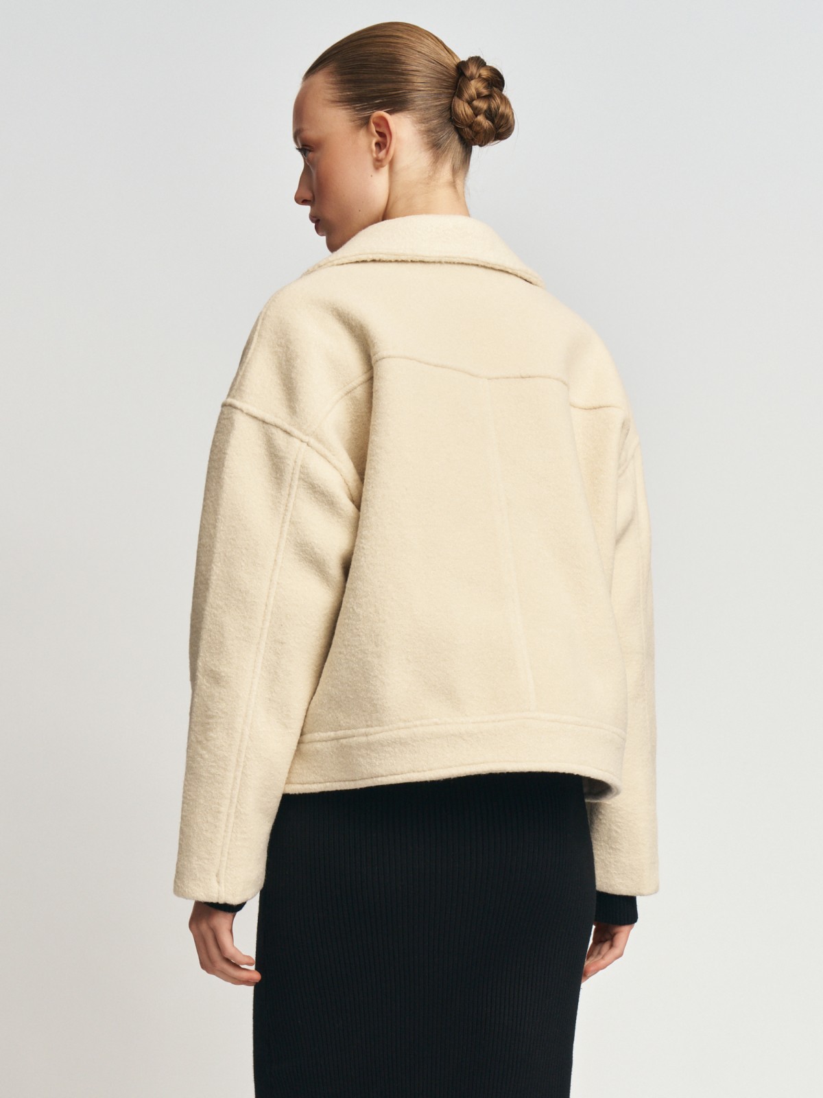 Пальто-косуха оверсайз силуэта из ткани букле