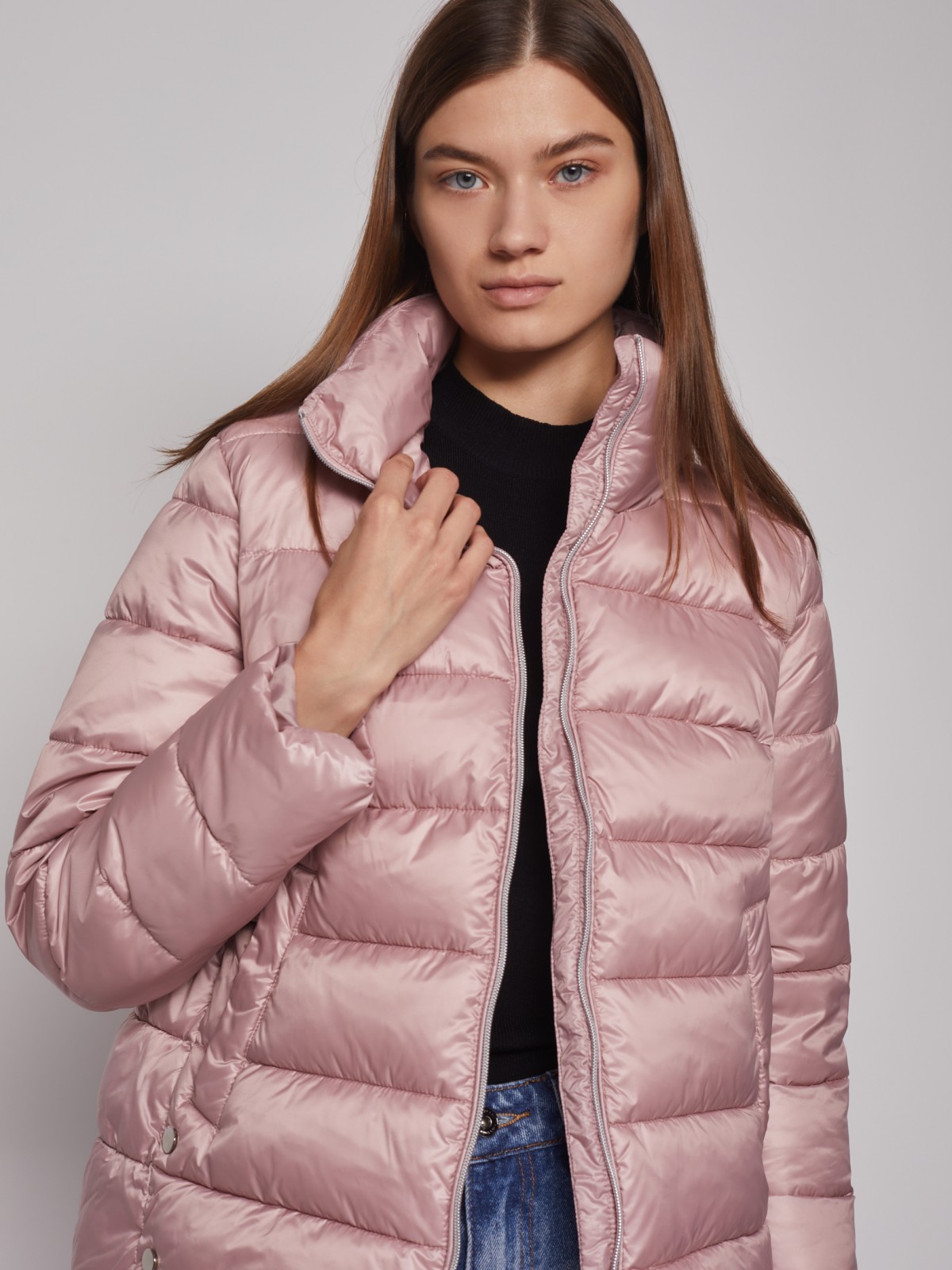 Тёплая куртка с воротником-стойкой zolla 022335102054, цвет розовый, размер XS - фото 4