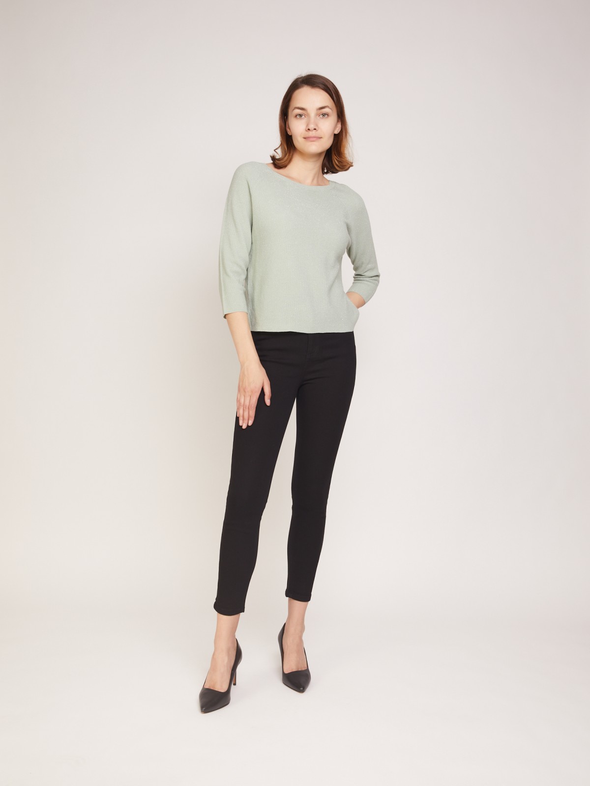 Джемпер фактурной вязки с люрексом