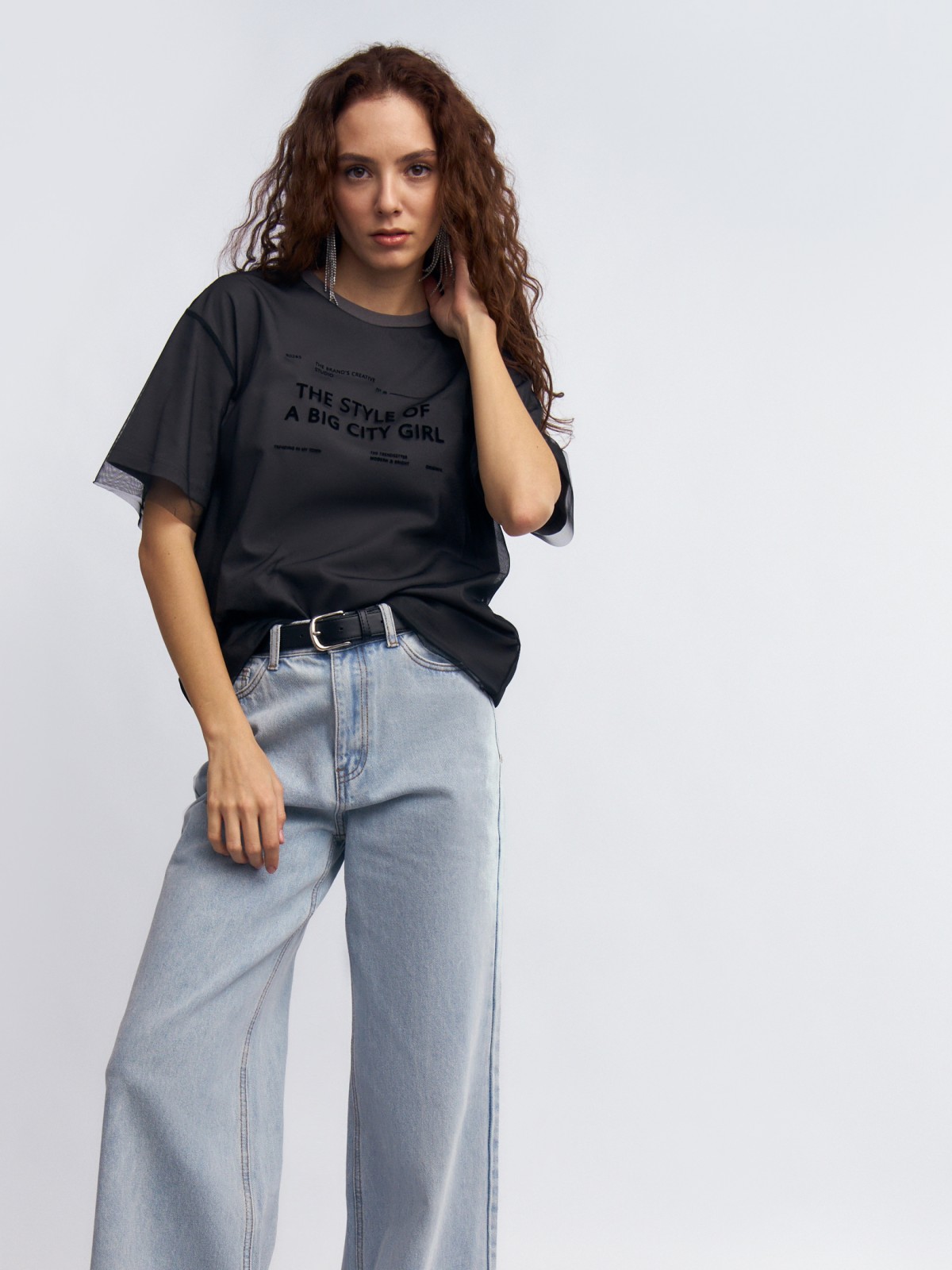 Двойная футболка из хлопка и сетки