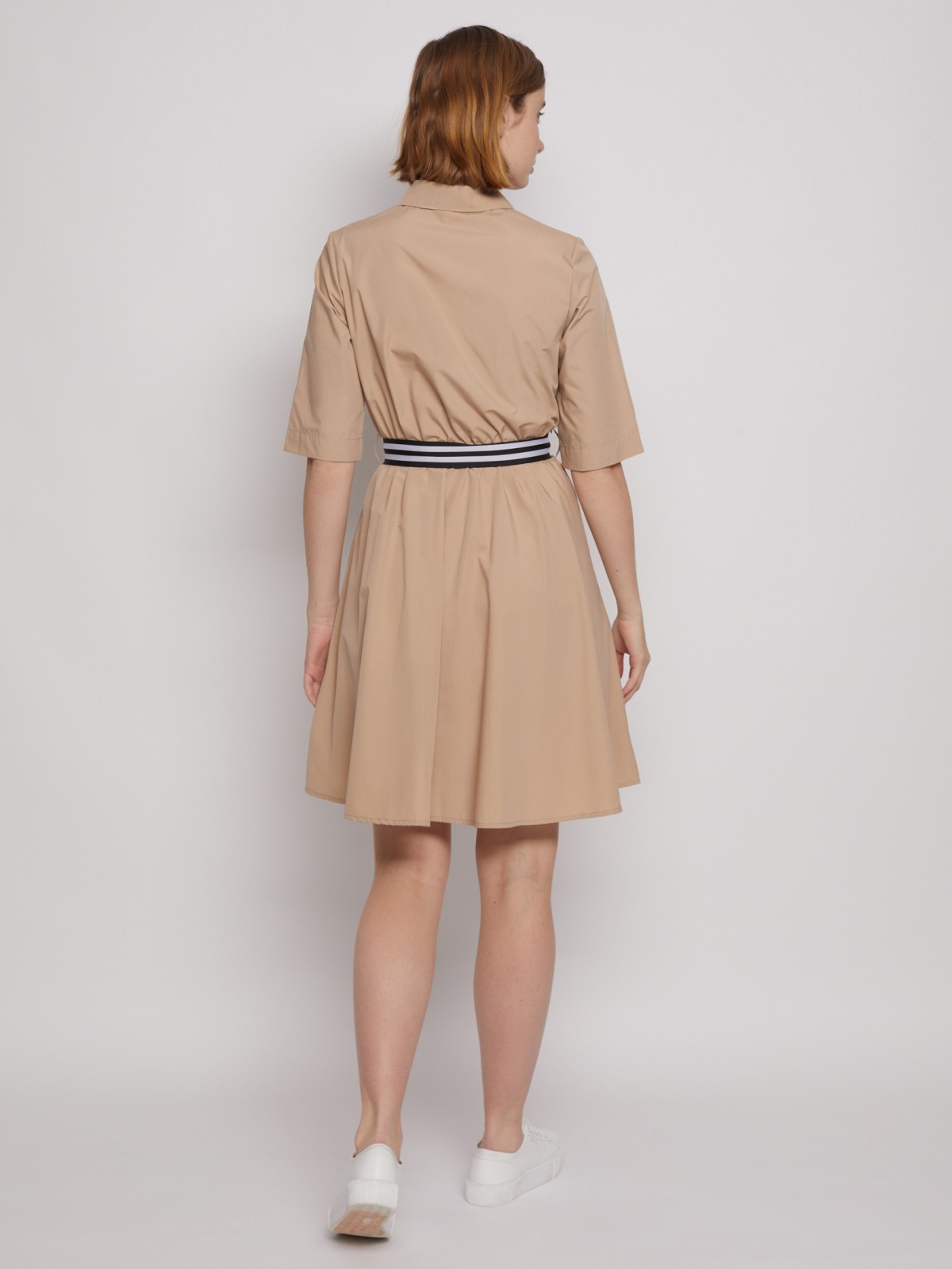 Платье-рубашка с ремнём zolla 022218291013, цвет бежевый, размер XS - фото 6