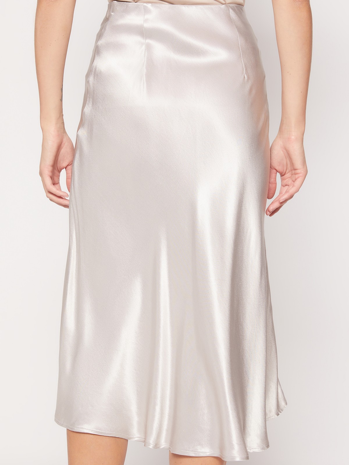 Атласная юбка миди zolla 021457830051, цвет серебряный, размер XS - фото 6