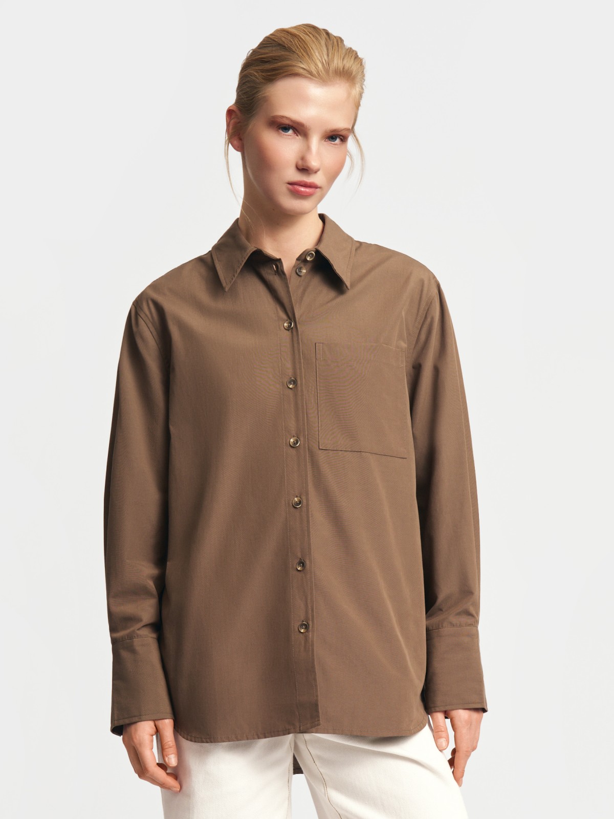 Рубашка прямого фасона с длинным рукавом