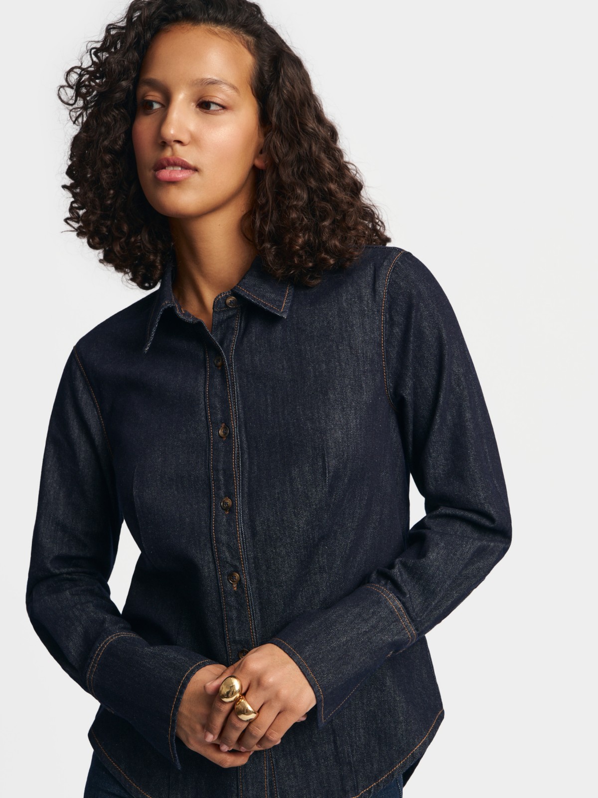 Джинсовая куртка-рубашка из хлопка