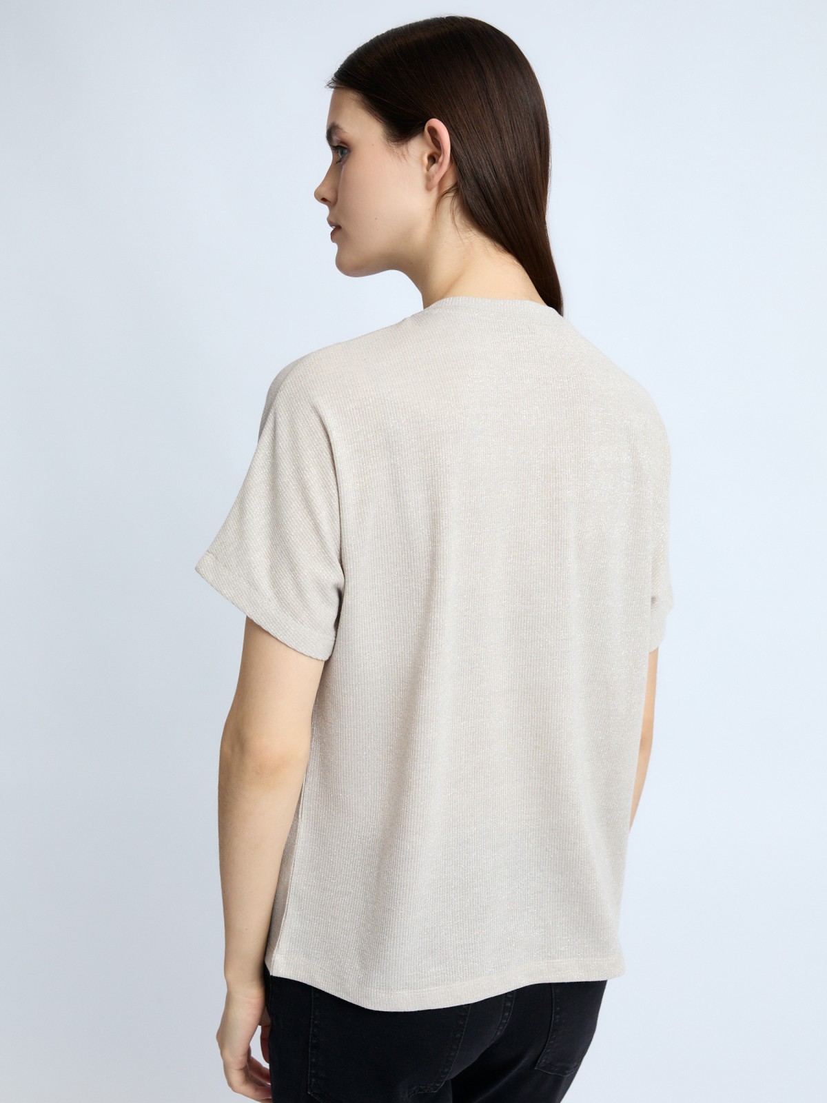 Трикотажный топ-блузка с люрексом