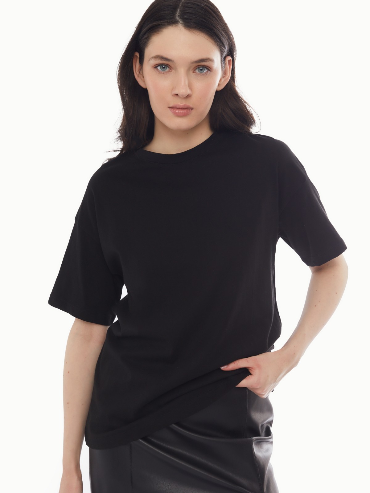 Футболка из хлопка с коротким рукавом без принта