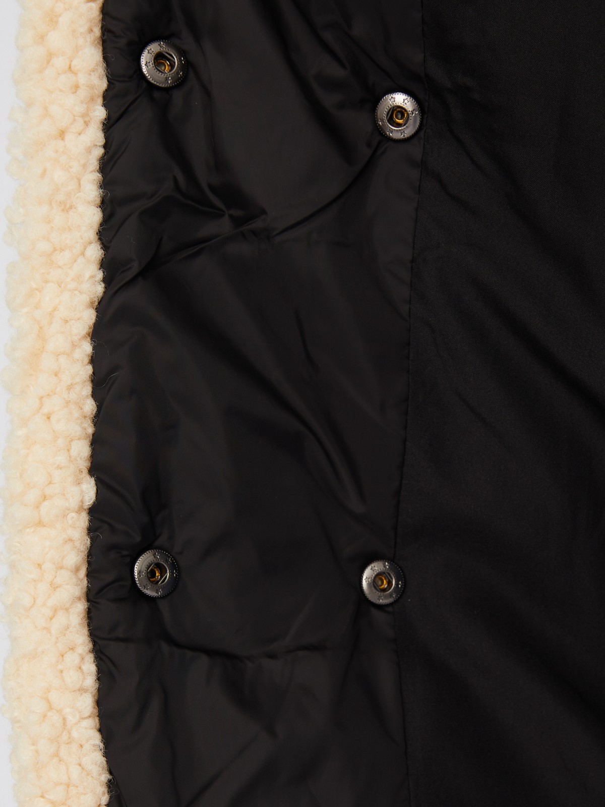 Тёплая стёганая куртка-пальто с отложным воротником и отделкой из искусственного меха zolla 023335239014, цвет черный, размер XS - фото 5