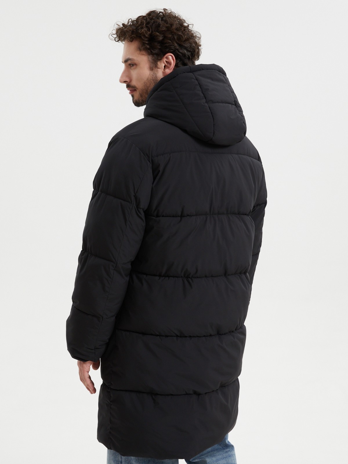 Тёплая куртка-пальто на молнии с капюшоном