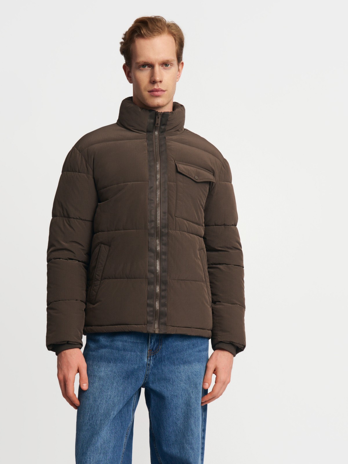 Тёплая куртка с воротником-стойкой