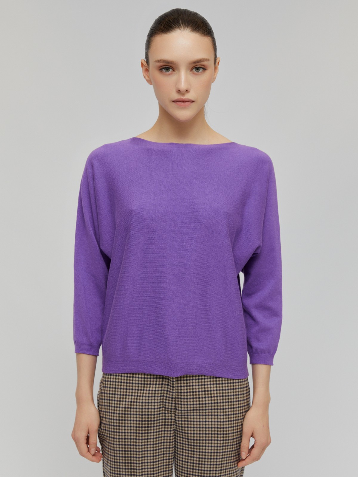 Джемпер из вязаного трикотажа с вырезом-лодочка