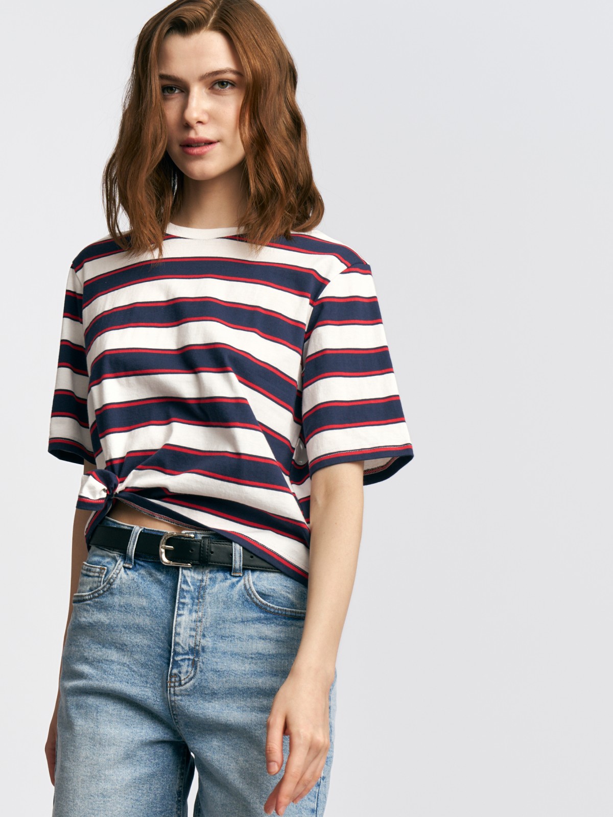 Футболка из хлопка с принтом в полоску