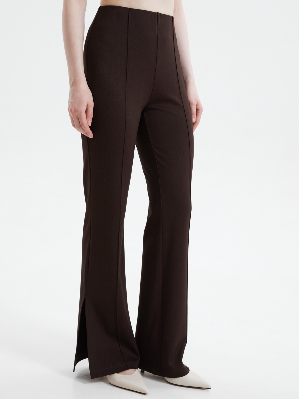 Трикотажные брюки фасона Bootcut с разрезами