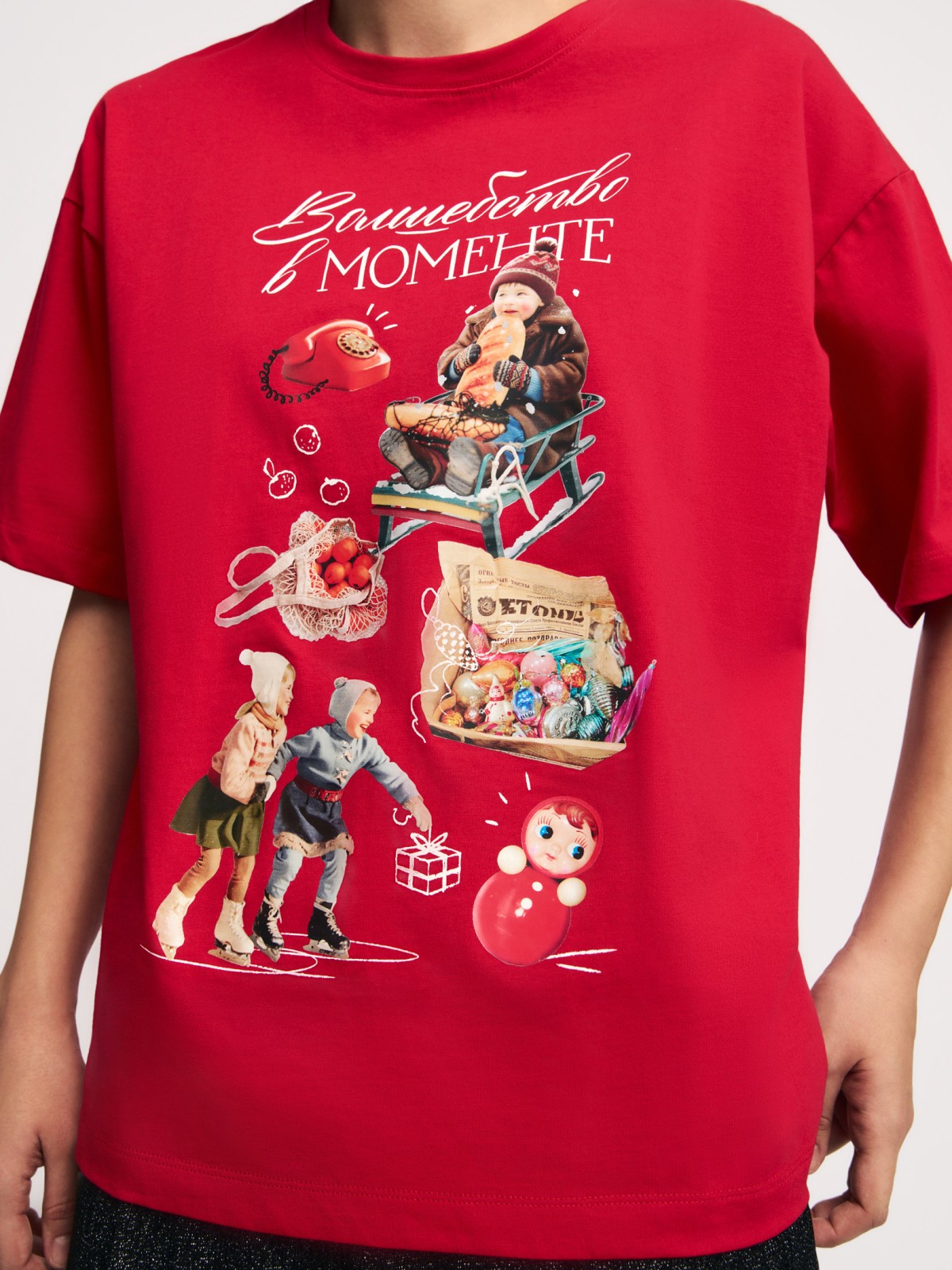 Футболка из хлопка с новогодним принтом