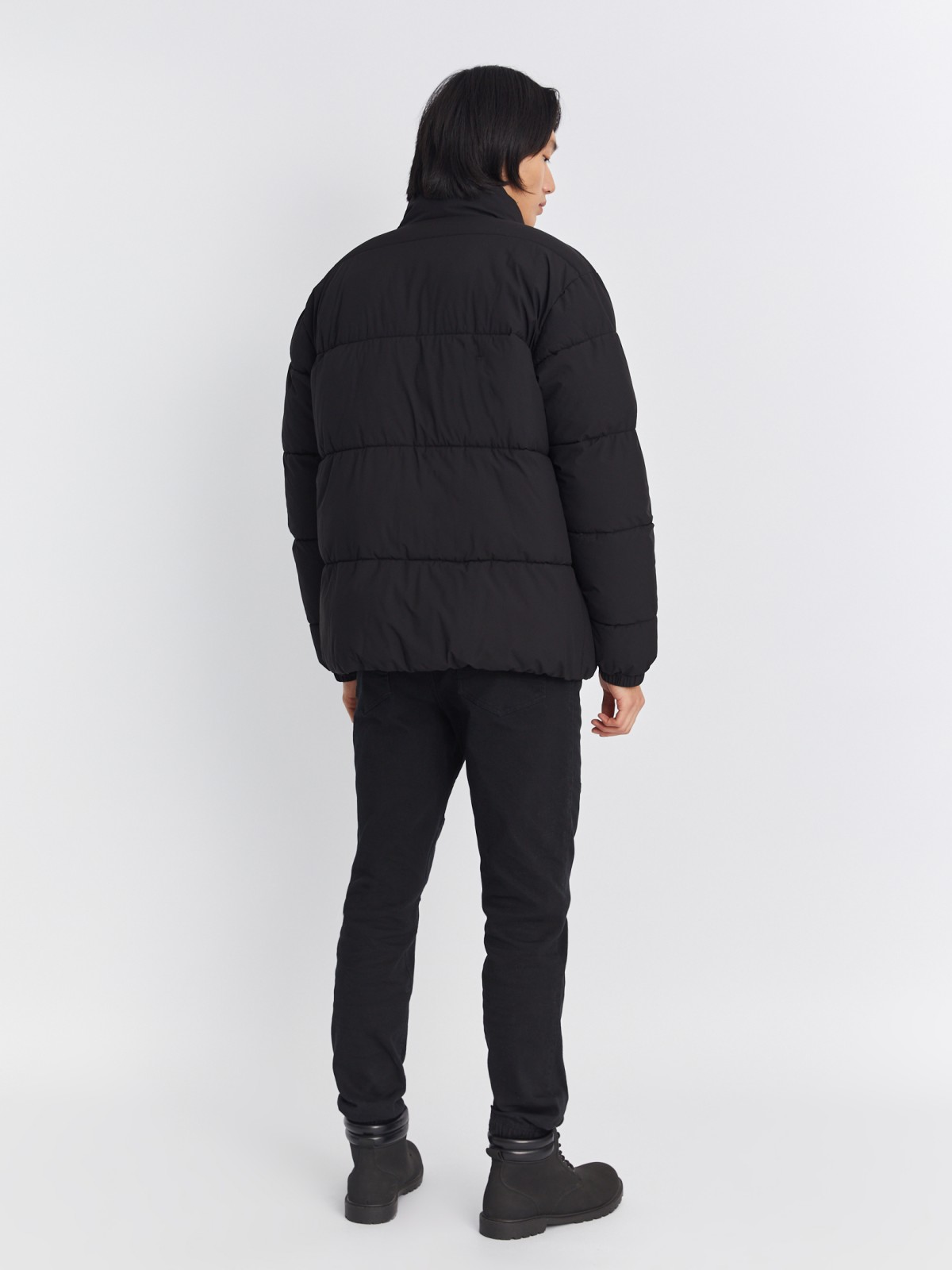 Тёплая стёганая куртка на молнии с воротником-стойкой zolla 01334510L134, цвет черный, размер S - фото 6