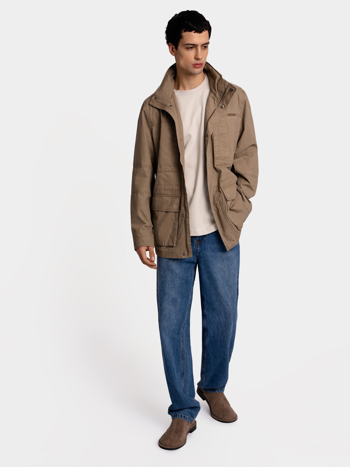 Куртка-ветровка из хлопка с воротником-стойкой