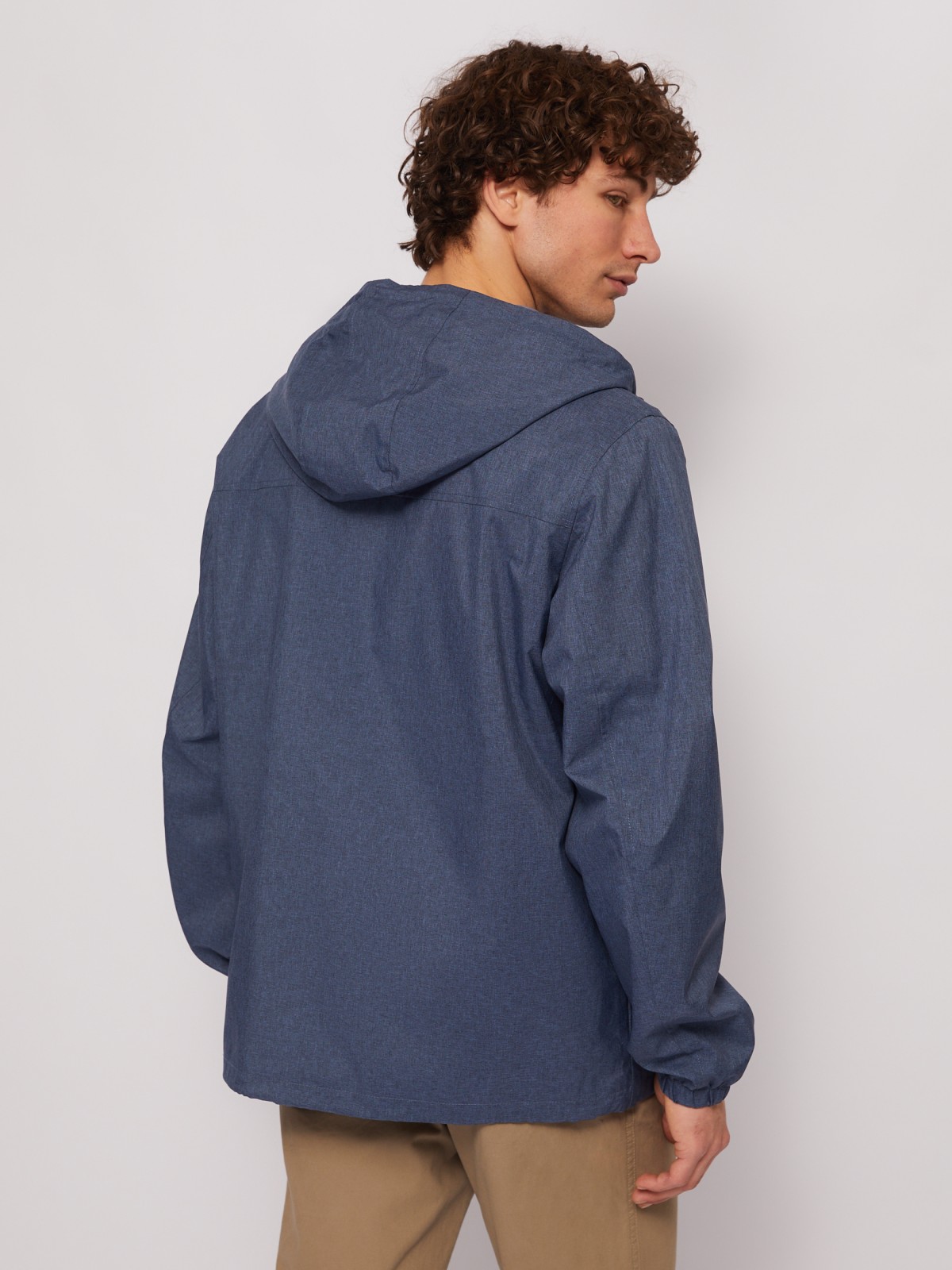Куртка-ветровка с капюшоном zolla 014215602044, цвет голубой, размер XL - фото 5