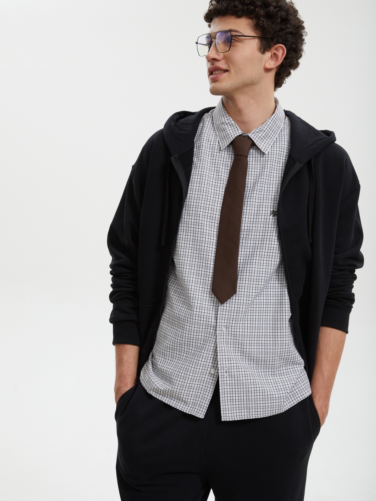 Рубашка оверсайз в клетку с коротким рукавом